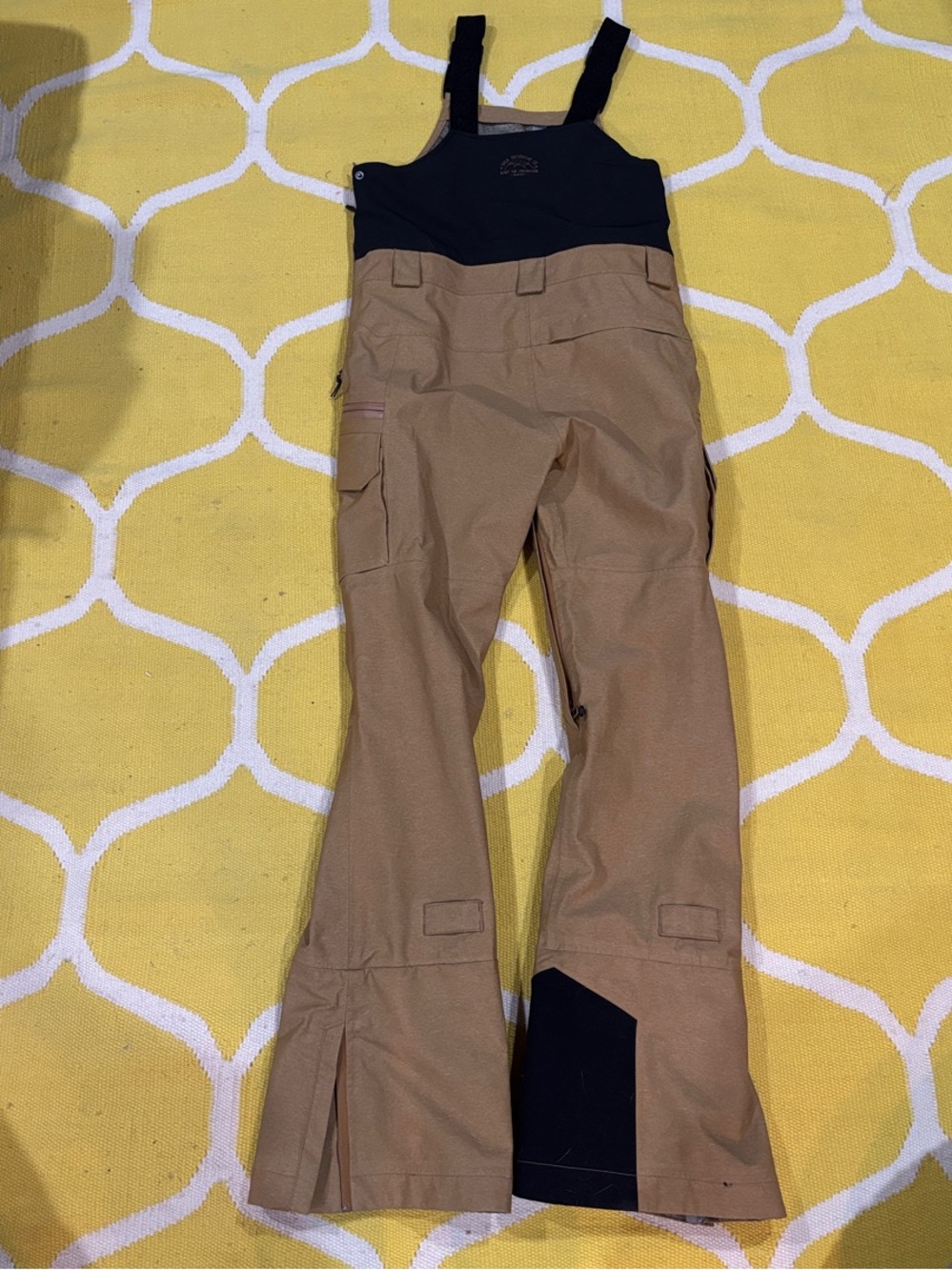 Women’s Ski Bib Overalls in Tan - Weather-Resistant Snow Pants - Picture 2 of 3